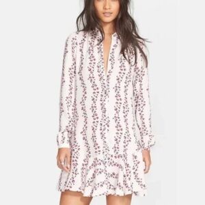 Free People Long Sleeve Dress - White and Pink Floral